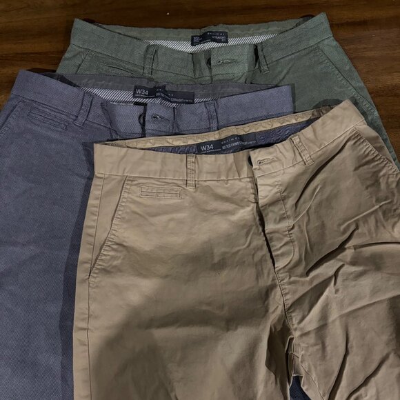 Set Of 3 Mens W34 Straight Fit Chinos By Denim Co. In Green Gray & Beige - Picture 4 of 16
